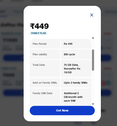 449 रुपये में एक्टिव रहेंगे 4 सिम, Jio के फैमिली पोस्टपेड प्लान में मिलेगा कॉलिंग-डेटा और भी कई बेनिफिट्स 1 Jio का 449 रुपये वाला फैमिली प्लान