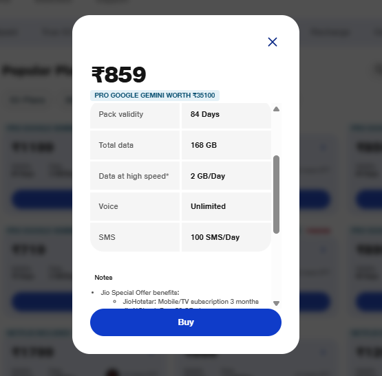 Jio Recharge Plans: डेटा-कॉलिंग या Ott, बजट और जरूरत के हिसाब से चुनें 84 दिनों वाला बेस्ट प्लान 4 859 रुपये वाला प्लान