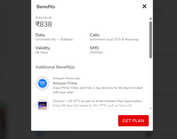 Airtel का 838 रुपये वाला प्लान, मिलेगा ढेर सारा डेटा और 20 Ott का मजा 1 Image 58