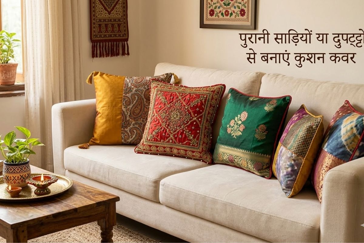 बिना पैसे खर्च किए घर को दें नया लुक, इन 3 पुरानी चीजों का ऐसे करें दोबारा इस्तेमाल 3 Decorative Cushion Covers From Old Silk Saree