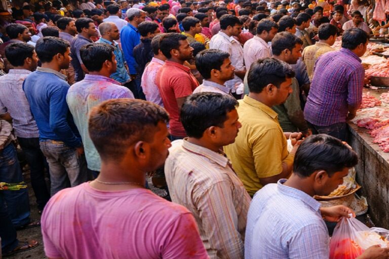 होली पर गुमला में नॉनवेज पर टूट पड़े लोग, भोर होते ही बाजारों में उमड़ी भीड़