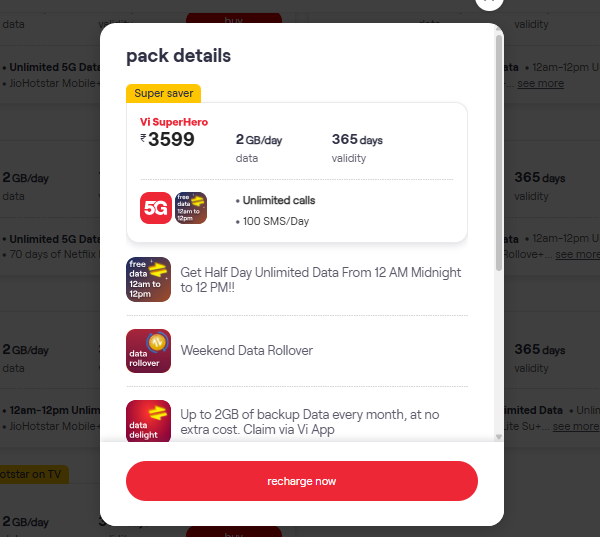 Jio, Airtel और Vi के इस प्लान से सालभर रिचार्ज से छुट्टी, मिलेगा अनलिमिटेड डेटा और बहुत कुछ 4 Vi का 3599 रुपये वाला प्लान