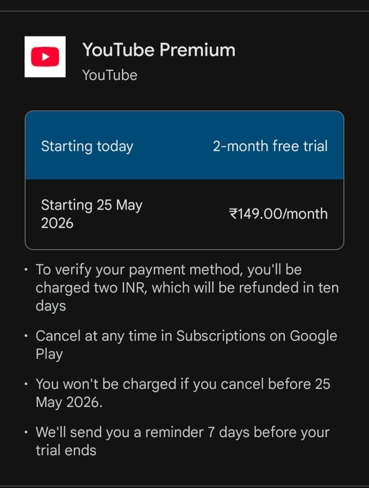 Free में 2 महीने चलेगा Youtube Premium, ऐसे करें एक्टिवेट 3 Image 286