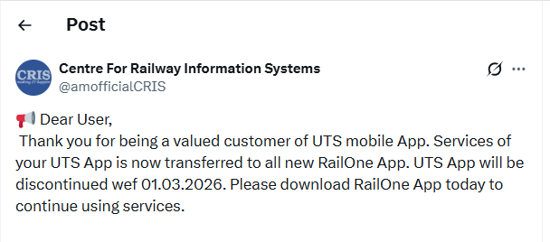 Train Ticket Booking: बदल गया ट्रेन टिकट बुक करने का तरीका, Uts छोड़ Railone बना नया टिकटिंग प्लैटफॉर्म 2 भारतीय रेलवे ने किया बड़ा बदलाव: Uts से Railone तक