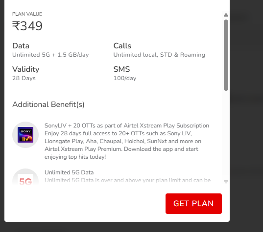 ₹349 में भरपूर इंटरनेट, Airtel ने प्लान में जोड़ा अनलिमिटेड 5G डेटा 1 एयरटेल का 349 रुपये वाला प्लान