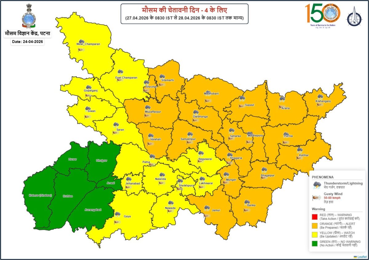 बिहार में मौसम का बड़ा यू-टर्न: हीटवेव के बीच अब आंधी-बारिश की एंट्री, कई जिलों में Imd का अलर्ट जारी 4 27 April Weather