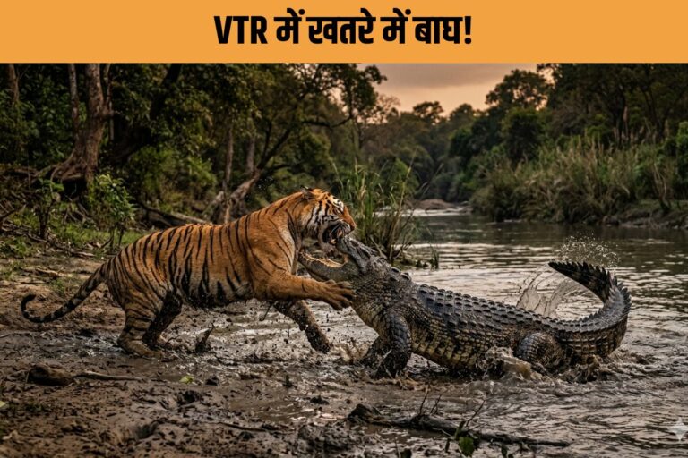 Valmiki Tiger Reserve में ‘डेडली ट्रैप’! पानी पीने उतरा Tiger बना मगरमच्छ का शिकार! 3 महीने में तीसरी मौत