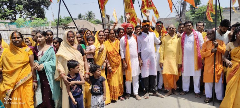 सुदामानगर में महावीर मंदिर प्राण प्रतिष्ठा के दूसरे दिन निकली भव्य शोभायात्रा