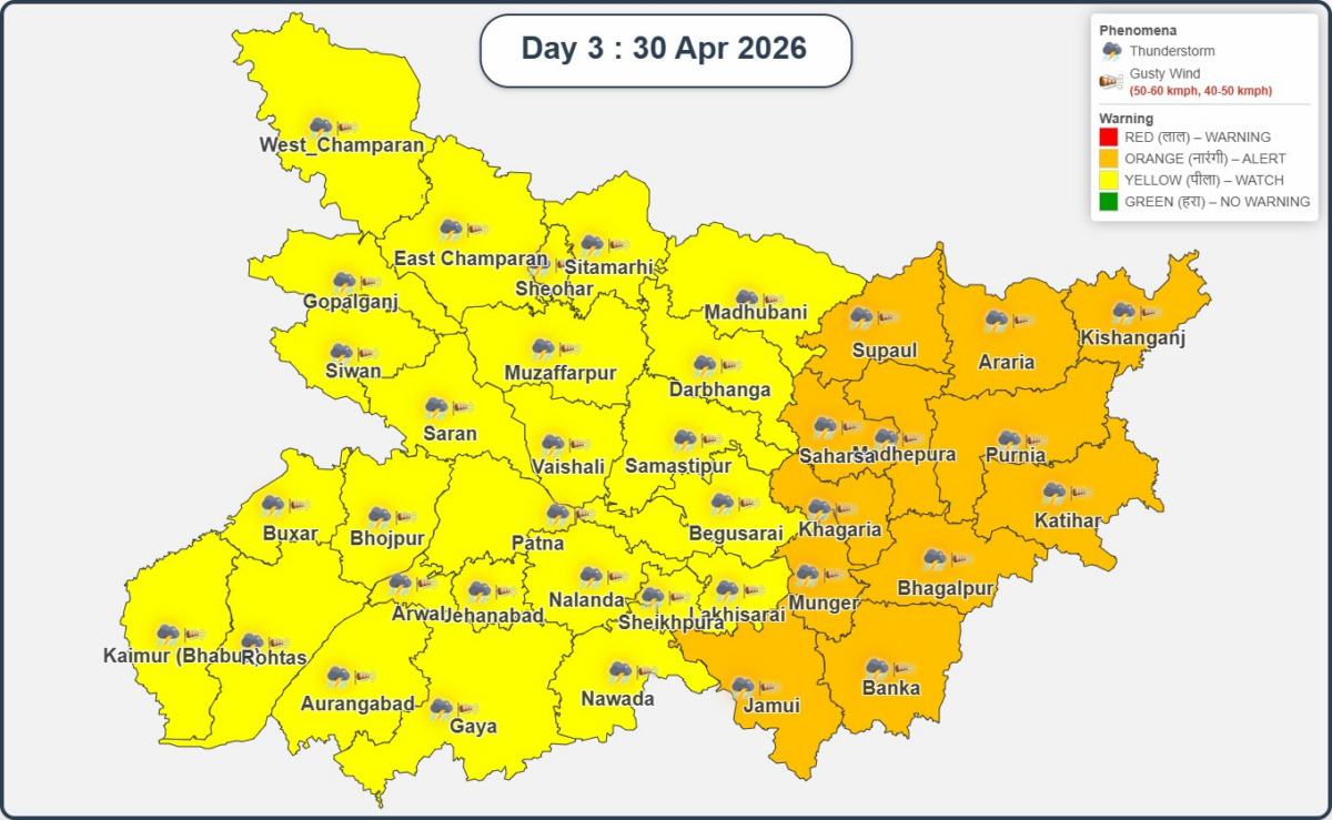 29 और 30 अप्रैल को पूरे बिहार में Imd का अलर्ट, गरज-चमक के साथ तेज आंधी-बारिश की चेतावनी 3 Image 357