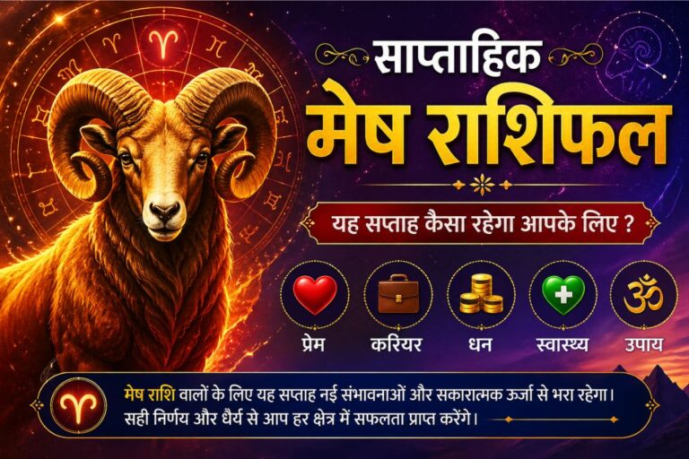 मेष साप्ताहिक राशिफल: इस हफ्ते आपकी मेहनत का फल मिलेगा और पदोन्नति या प्रशंसा मिलने के योग बन रहे हैं