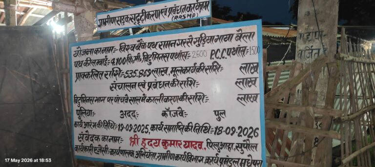 नौ महीने से ठप सड़क निर्माण, जर्जर मार्ग से परेशान ग्रामीण