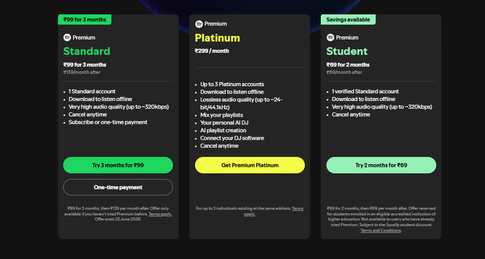 Spotify Premium प्लान्स हुए सस्ते, अब ₹139 में मिलेगा Standard सब्सक्रिप्शन 2 Spotify प्रीमियम प्लान्स लिस्ट