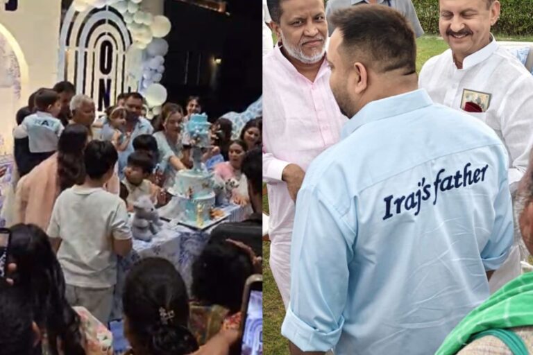 गाजियाबाद में शानदार रहा लालू के पोते का बर्थडे, तेजस्वी ने पहना Iraj’s Father लिखा शर्ट, तेज प्रताप भी पहुंचे