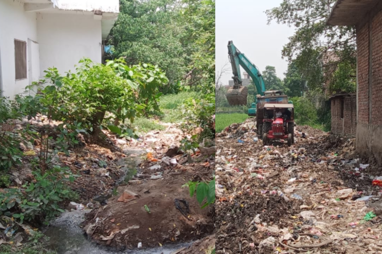 पटना में हाथीखाना मोड़ से नया टोला तक पाइन की उड़ाही अधूरी, जलजमाव का खतरा बरकरार