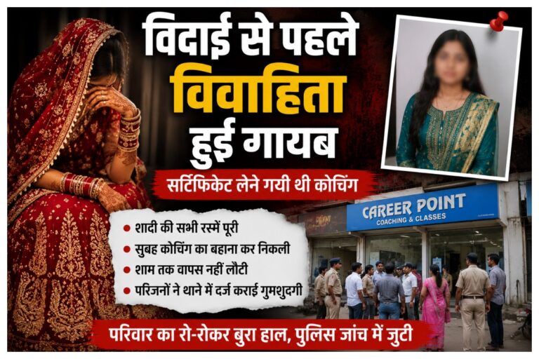 Muzaffarpur News: विदाई से पहले विवाहिता हुई गायब, सर्टिफिकेट लेने गयी थी कोचिंग
