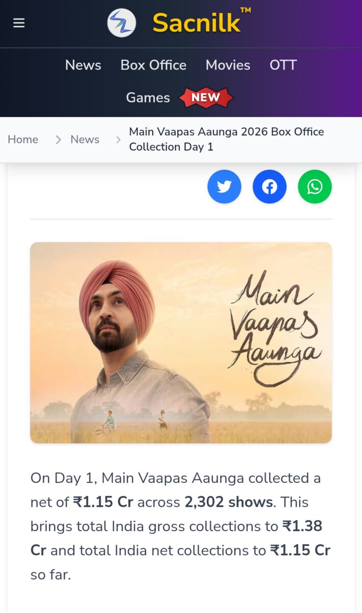 Main Vaapas Aaunga Box Office Collection Day 1: ओपनिंग डे पर फिल्म पास हुई या फेल, कलेक्शन देख रह जाएंगे हैरान 1 1000281907