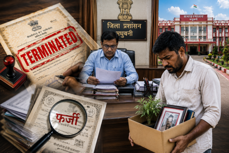 मधुबनी में फर्जीवाड़े पर बड़ा एक्शन, जाली प्रमाण-पत्र पर नौकरी पाने वाला बर्खास्त