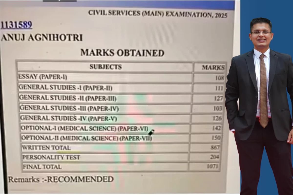 Upsc टॉपर अनुज अग्निहोत्री की मार्कशीट आई सामने, इंटरव्यू में 204 मार्क्स 2 Upsc Topper Anuj Agnihotri Scorecard