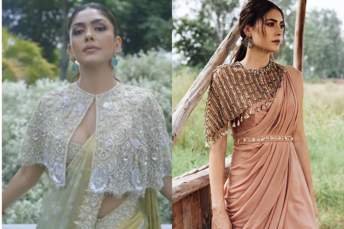 ये हैं 10 नए ब्लाउज डिजाइन्स, जो बदल देंगे आपकी साड़ी का पूरा लुक 8 Cape Blouse Design
