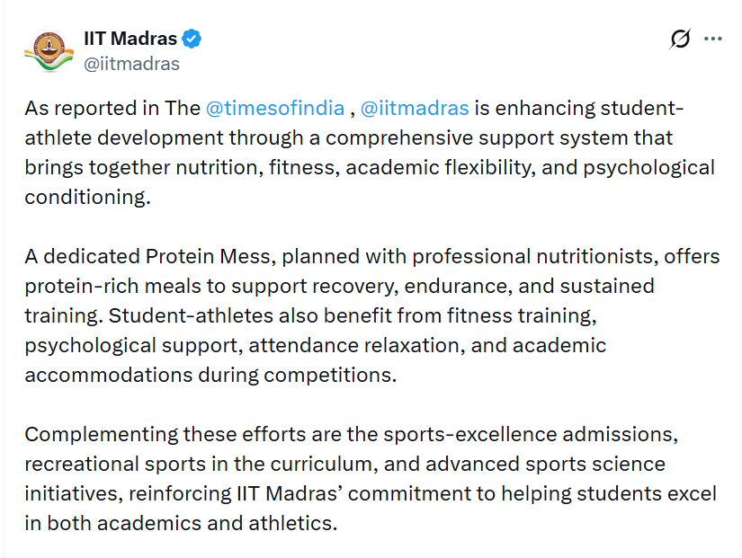 Iit मद्रास की नई पहल, Protein Mess में आधी कीमत पर मिलेगा मटन-चिकन 1 Iit Madras की ऑफिशियल