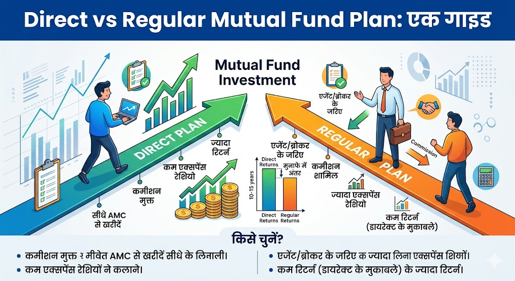 Direct Vs Regular Mutual Fund Plan: कमीशन बचाएं या एक्सपर्ट की लें सलाह? जानें कौन सा प्लान है बेस्ट! 1 Image 223