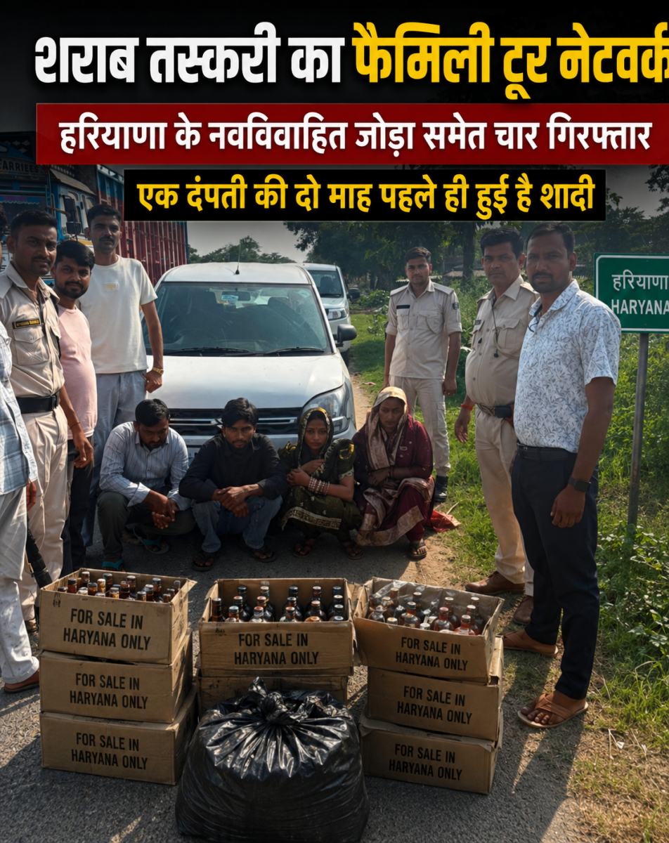 Liquor Family Network: शराब तस्करी का फैमिली टूर नेटवर्क, हरियाणा के नवविवाहित जोड़ा समेत चार गिरफ्तार ,एक दंपत्ती की दो माह पहले ही हुई है शादी 1 Image 614