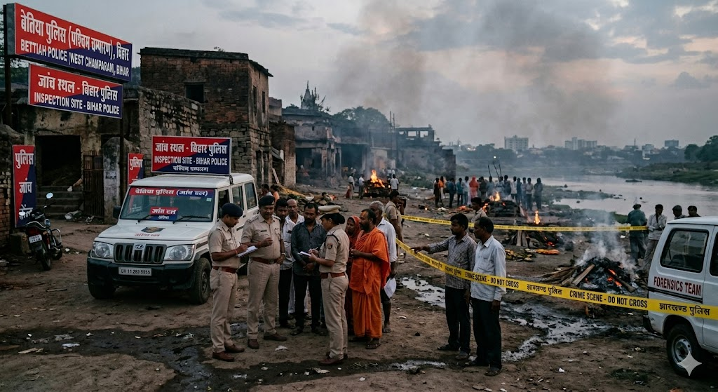 श्मशान से अधजला शव उठा ले गयी पुलिस, जल्दबाजी में हो रहा था अंतिम संस्कार 1 Image 673