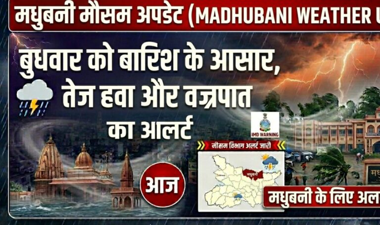 Madhubani Weather Update: बुधवार को बारिश के आसार, तेज हवा और वज्रपात का अलर्ट