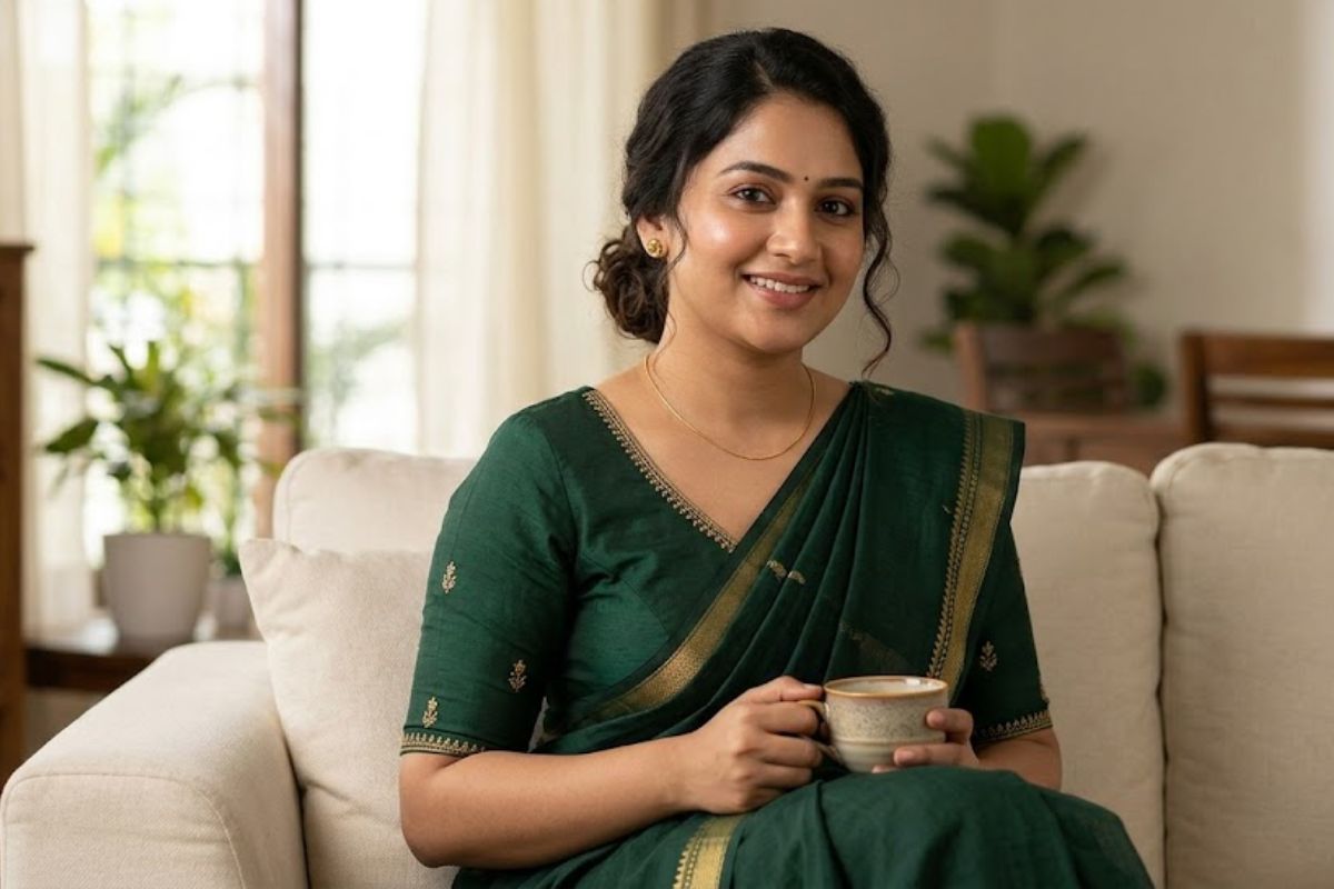 साड़ी में दिखना है स्लिम और स्टाइलिश? ट्राई करें ये 5 ब्लाउज डिजाइन्स 1 V Neck