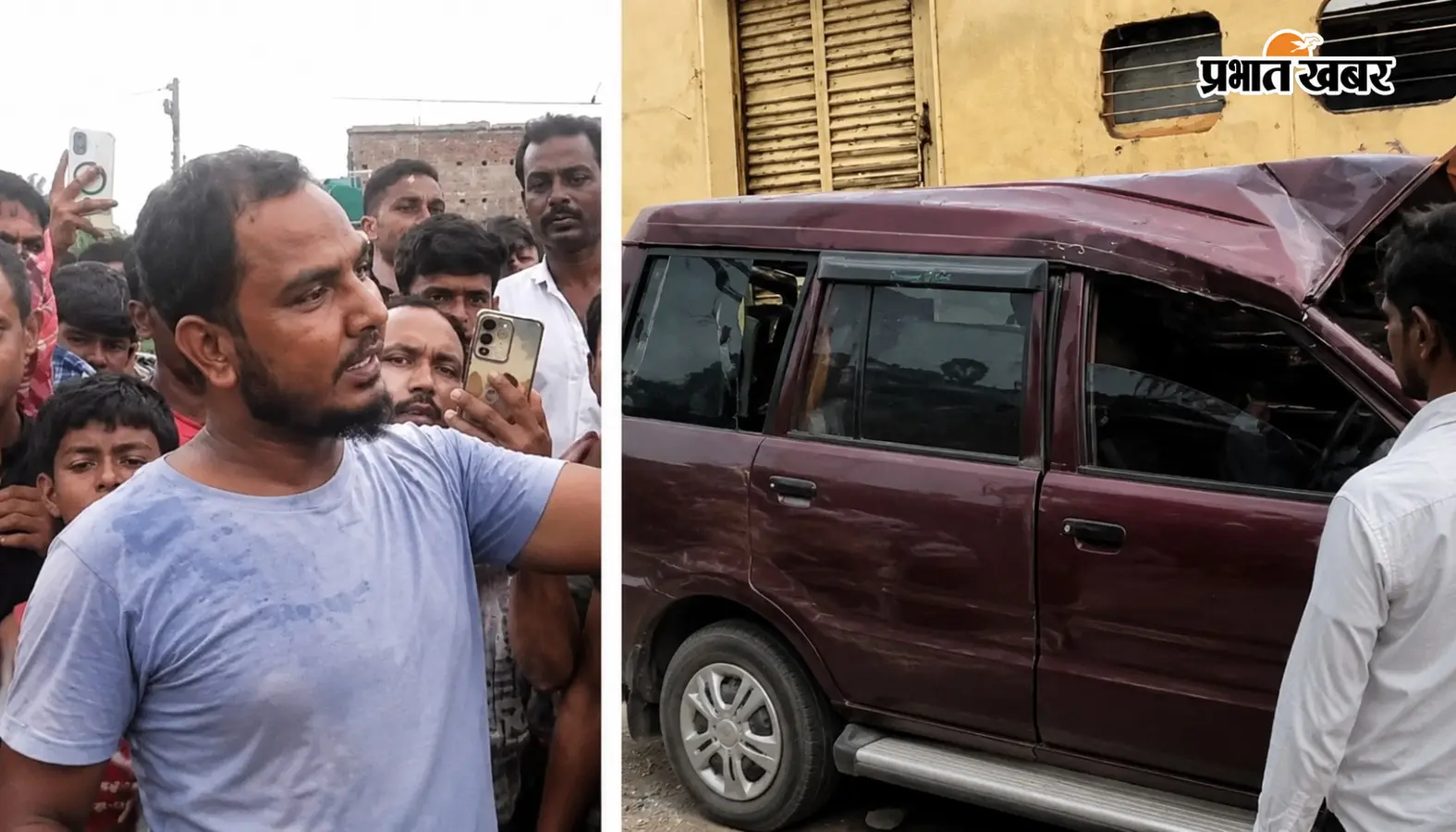 हादसे का शिकार वैन हादसे का शिकार वैन