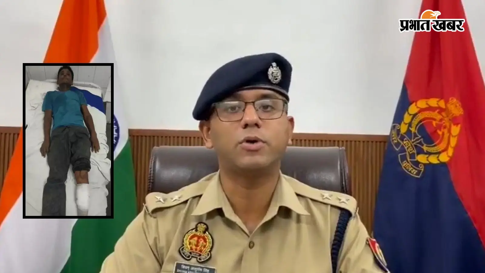गौकशी के आरोपी का एनकाउंटर, पैर में लगी गोली गौकशी के आरोपी का एनकाउंटर, पैर में लगी गोली