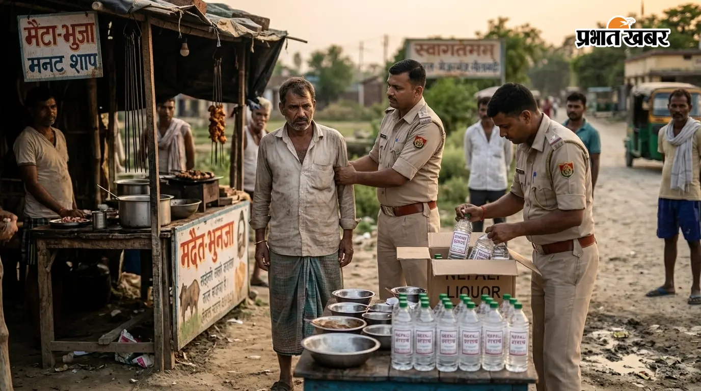 नेपाली शराब के साथ मीट -भुजा दुकानदार पकड़ाया. नेपाली शराब के साथ मीट -भुजा दुकानदार पकड़ाया.