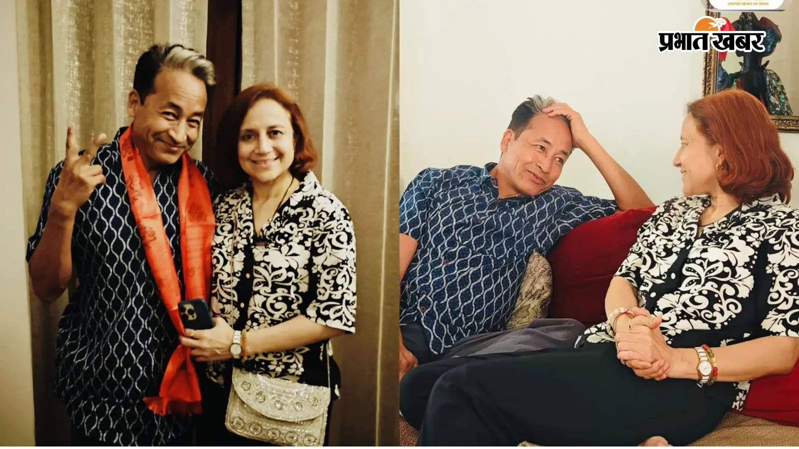 पत्नी गीतांजलि के साथ सोनम वांगचुक (फोटो : X) पत्नी गीतांजलि के साथ सोनम वांगचुक (फोटो : X)