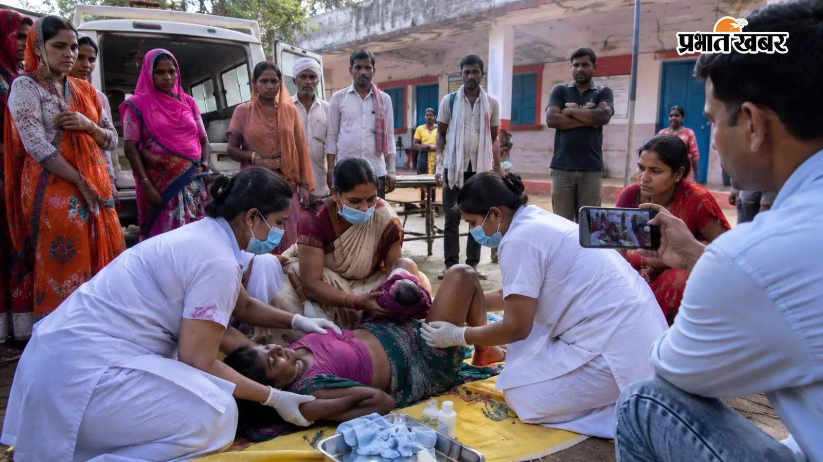खुले आसमान के नीचे गर्भवती महिला की डिलेवरी खुले आसमान के नीचे गर्भवती महिला की डिलेवरी