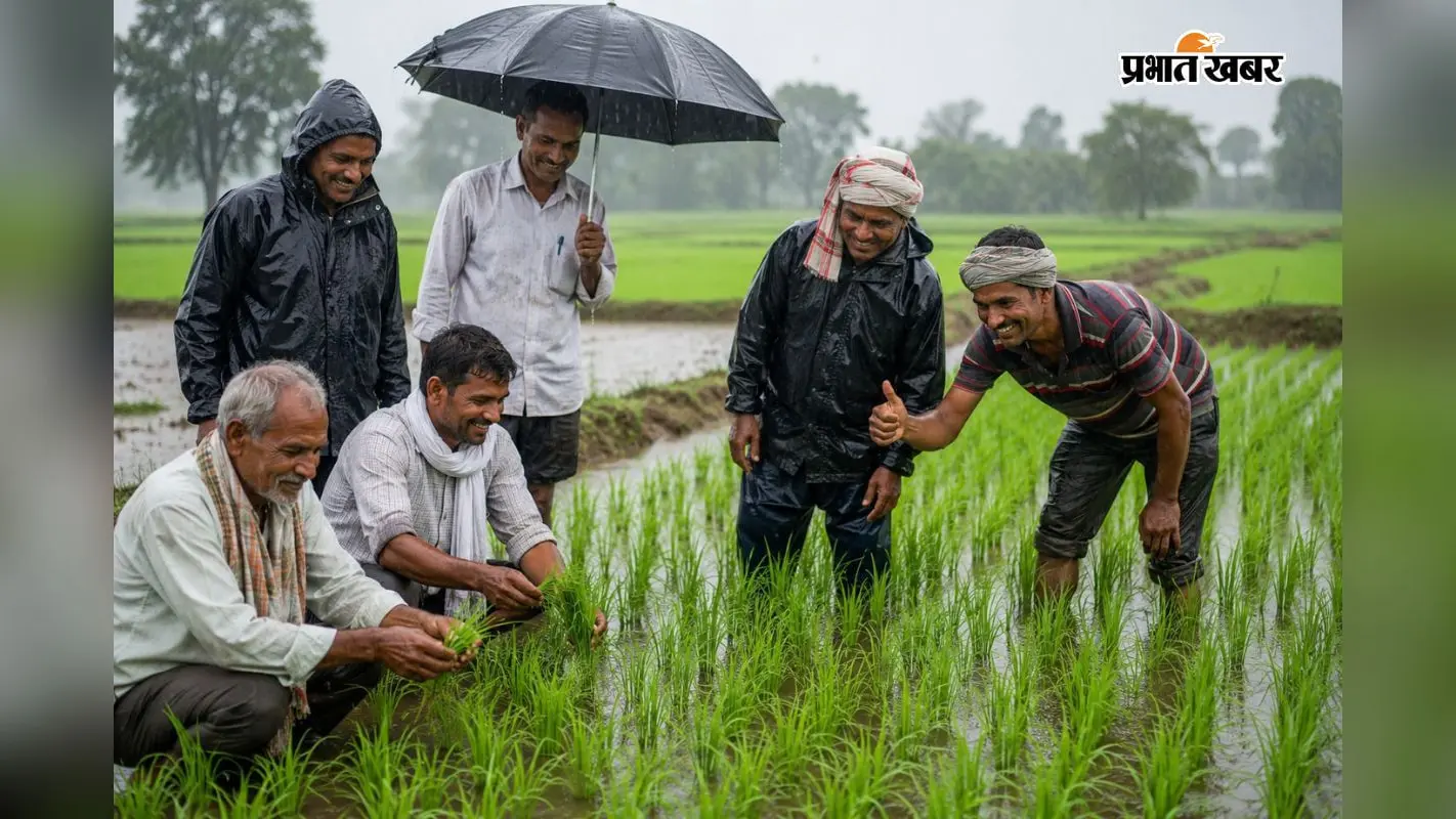 बारिश के बीच किसानों की सांकेतिक तस्वीर. बारिश के बीच किसानों की सांकेतिक तस्वीर.