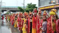 बारिश भी नहीं रोक सकी आस्था, बिहारशरीफ के पहाड़पुर में 171 कलशों के साथ निकली शोभायात्रा