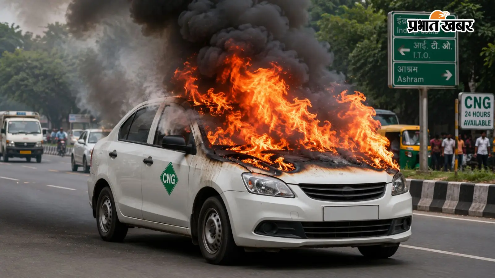 CNG Car fire Tips (Image: AI Generated) CNG Car fire Tips (Image: AI Generated)