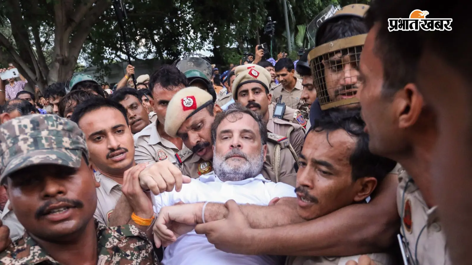 राहुल गांधी को उठाकर ले जाती दिल्ली पुलिस, फोटो पीटीआई राहुल गांधी को उठाकर ले जाती दिल्ली पुलिस, फोटो पीटीआई
