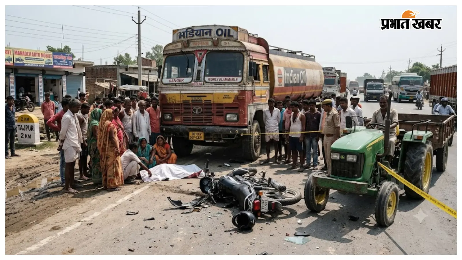 एनएच-28 पर अनियंत्रित टैंकर ने बाइक को मारी ठोकर, मौत एनएच-28 पर अनियंत्रित टैंकर ने बाइक को मारी ठोकर, मौत