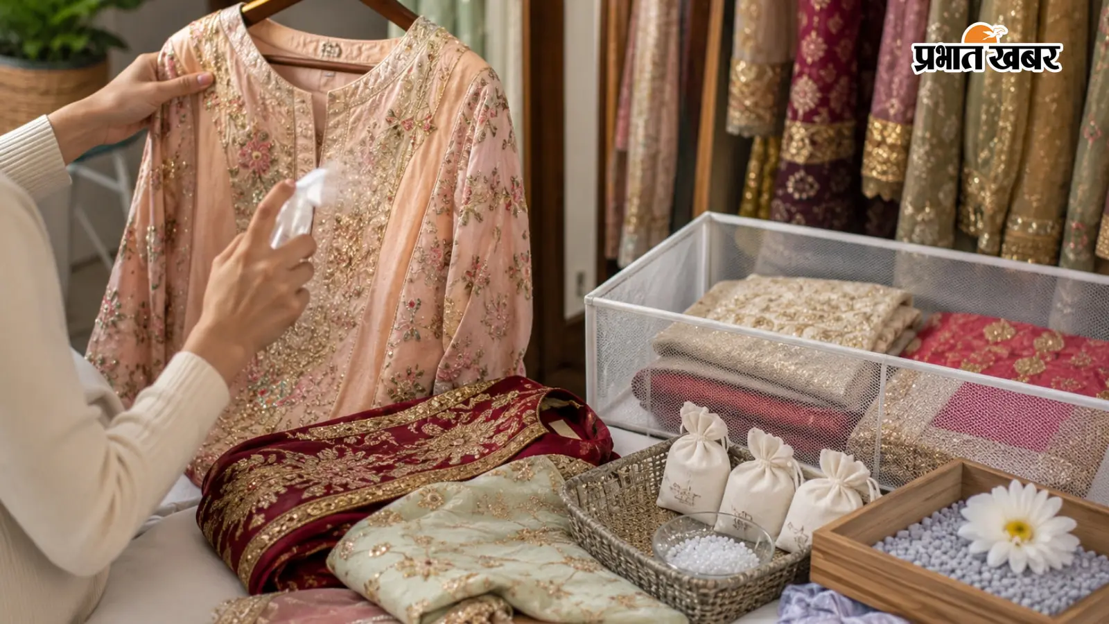 Lehenga-Saree Care Tips In Monsoon, AI Image Lehenga-Saree Care Tips In Monsoon, AI Image