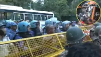 राहुल गांधी के आवास के बाहर हाई वोल्टेज ड्रामा: गांधी स्मृति जा रही विपक्ष की बस को पुलिस ने रोका