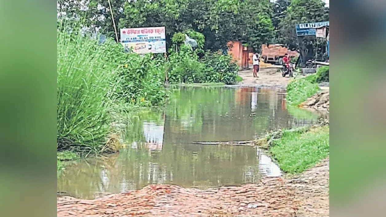 फोटो-नगर पंचायत क्षेत्र स्थित महाराजगंज निबंधन कार्यालय जाने वाले मार्ग पर लगा जलजमाव | Prabhat Khabar Network फोटो-नगर पंचायत क्षेत्र स्थित महाराजगंज निबंधन कार्यालय जाने वाले मार्ग पर लगा जलजमाव | Prabhat Khabar Network