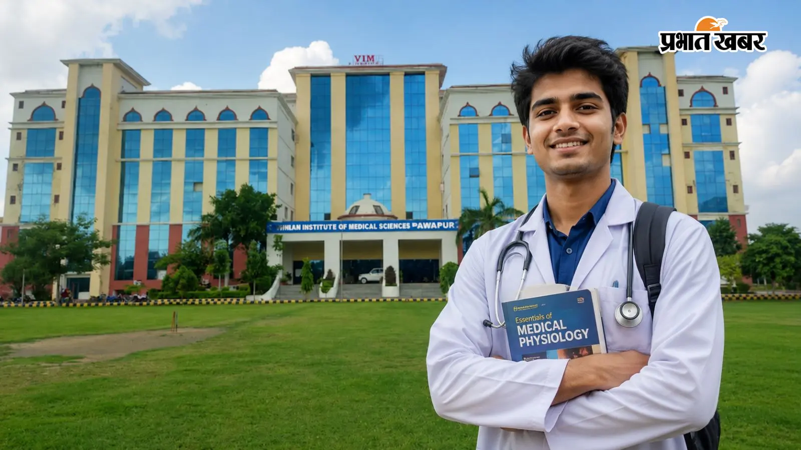 BMIMS कैंपस का बैकग्राउंड और मेडिकल स्टूडेंट की AI Generated फोटो BMIMS कैंपस का बैकग्राउंड और मेडिकल स्टूडेंट की AI Generated फोटो