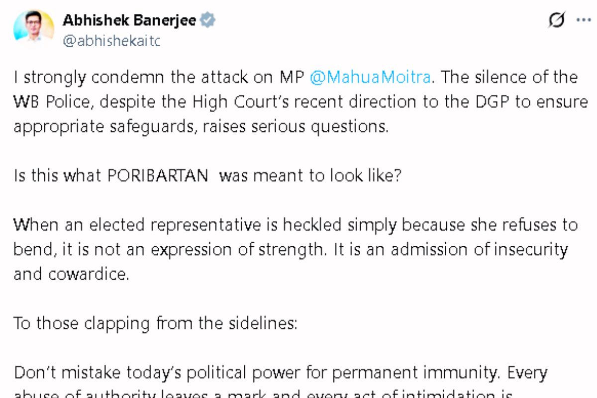 Abhishek Banerjee Slams Bengal Police Egg Attack On Mahua Moitra West Bengal Politics News