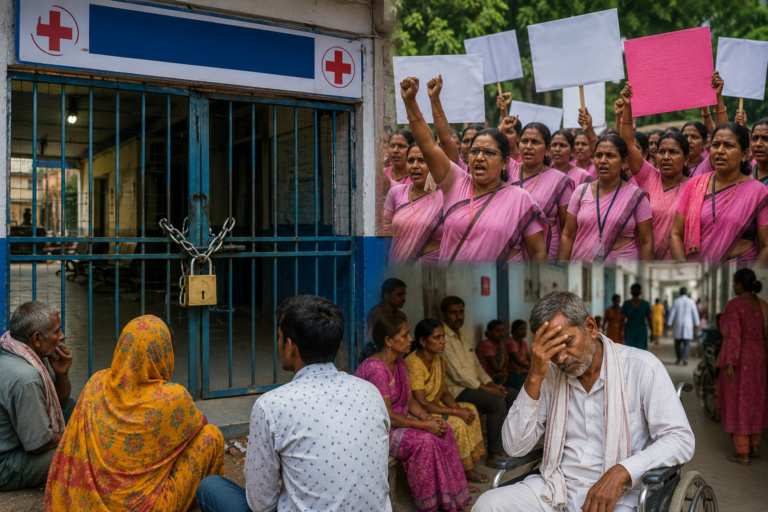 मुजफ्फरपुर में आशा कार्यकर्ताओं की हड़ताल जारी, मीनापुर में CHC पर ताला, बंदरा में OPD प्रभावित