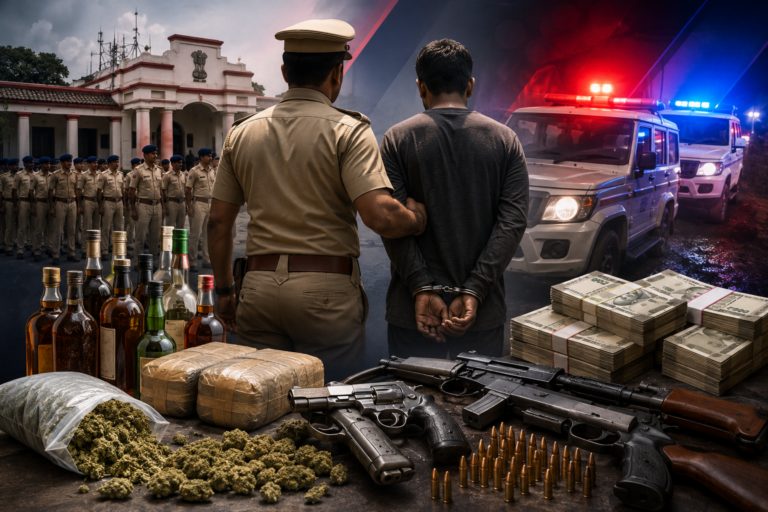 एक महीने में 693 अपराधी गिरफ्तार, 42.84 लाख रुपये जुर्माना वसूला, 236 किलो गांजा भी बरामद