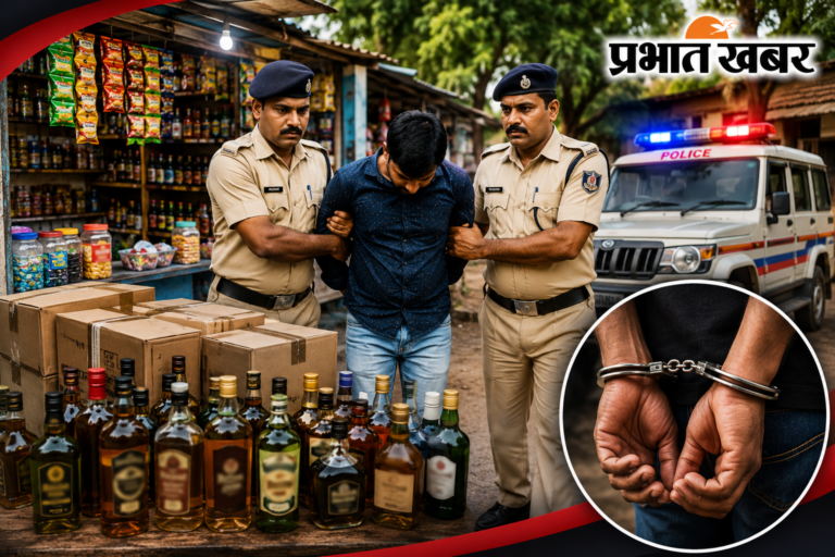 किराना दुकान की आड़ में बिक रही थी शराब, मनियारी पुलिस ने तस्कर को दबोचा