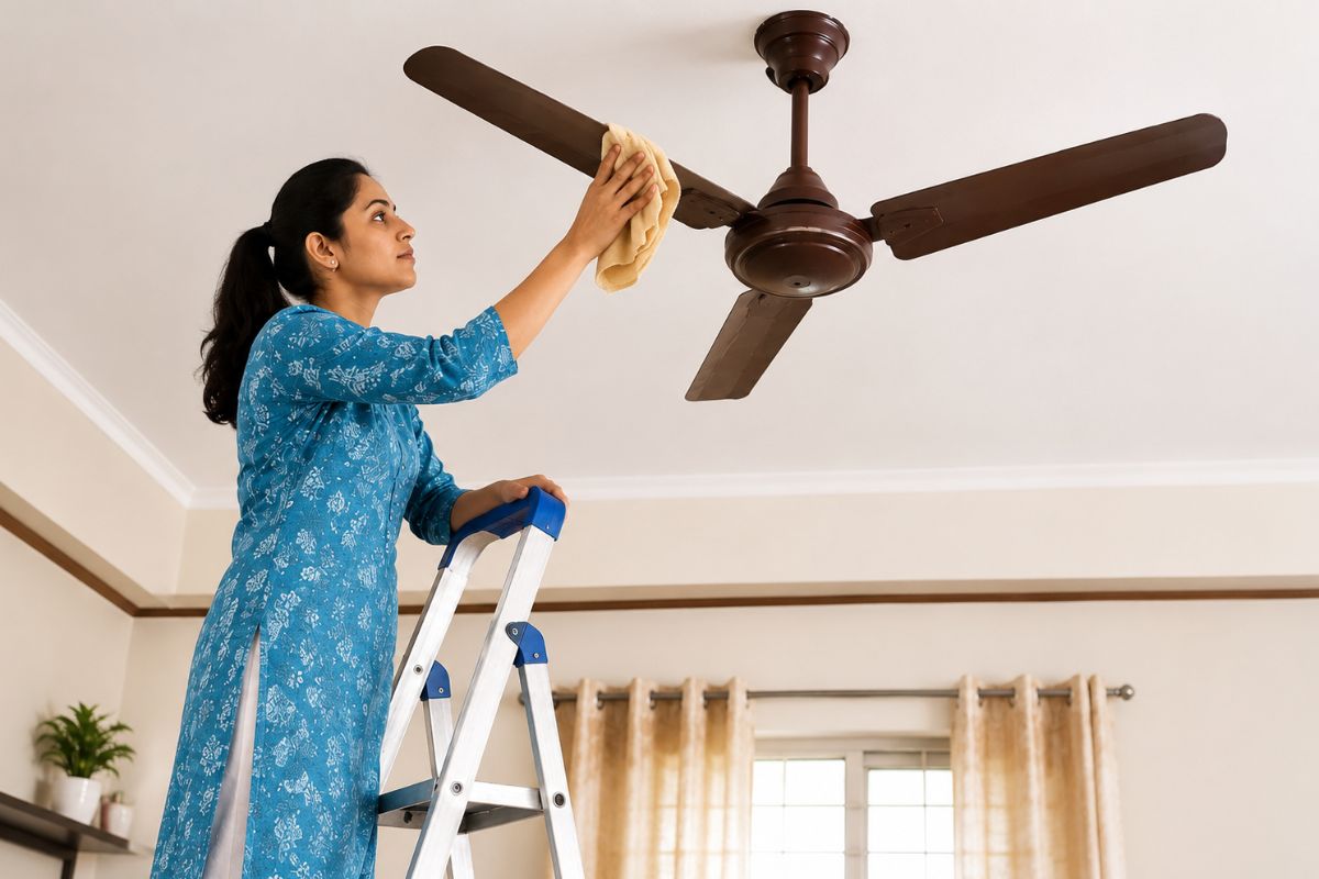 क्या आपका सीलिंग फैन भी हो गया है धूल से गंदा? इन आसान ट्रिक्स से मिनटों में करें साफ 1 Home Cleaning Tips 1