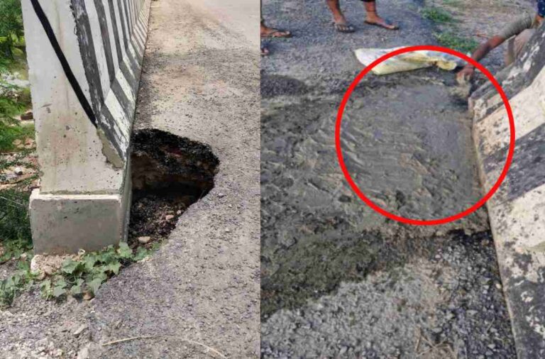 खबर का असर: चंद घंटे में भर गया गड्ढा, PWD ने लिया एक्शन, एप्रोच पथ में बने रेनकट की मरम्मती