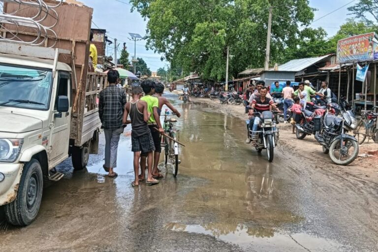 लगातार हो रही बारिश से पलासी प्रखंड की सड़कें बनीं झील: बंद पुल निर्माण और जर्जर डायवर्सन बना राहगीरों के गले की हड्डी